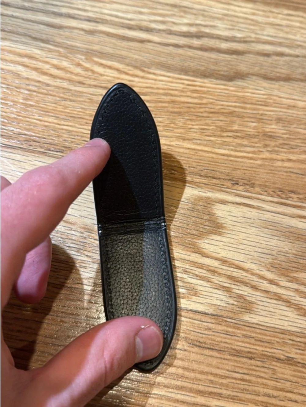 Coach Black Leather Money Clip with Embossed Logo